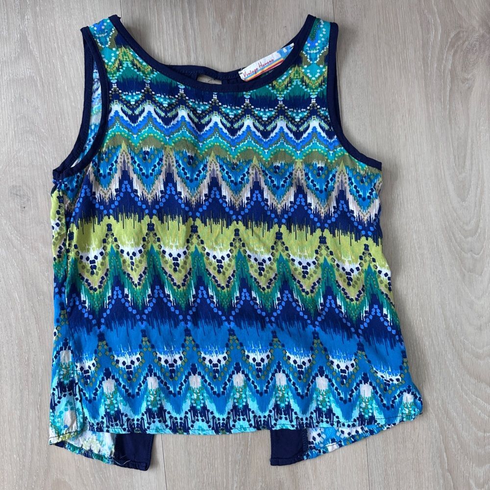 Vintage Havana patterned girls size med open back tank